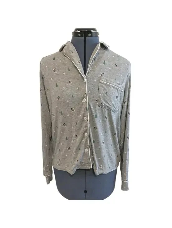 Cupcakes & Cashmere Apres Ski Two Piece Long Pajama Set Gray Size Small/P - Picture 2 of 9